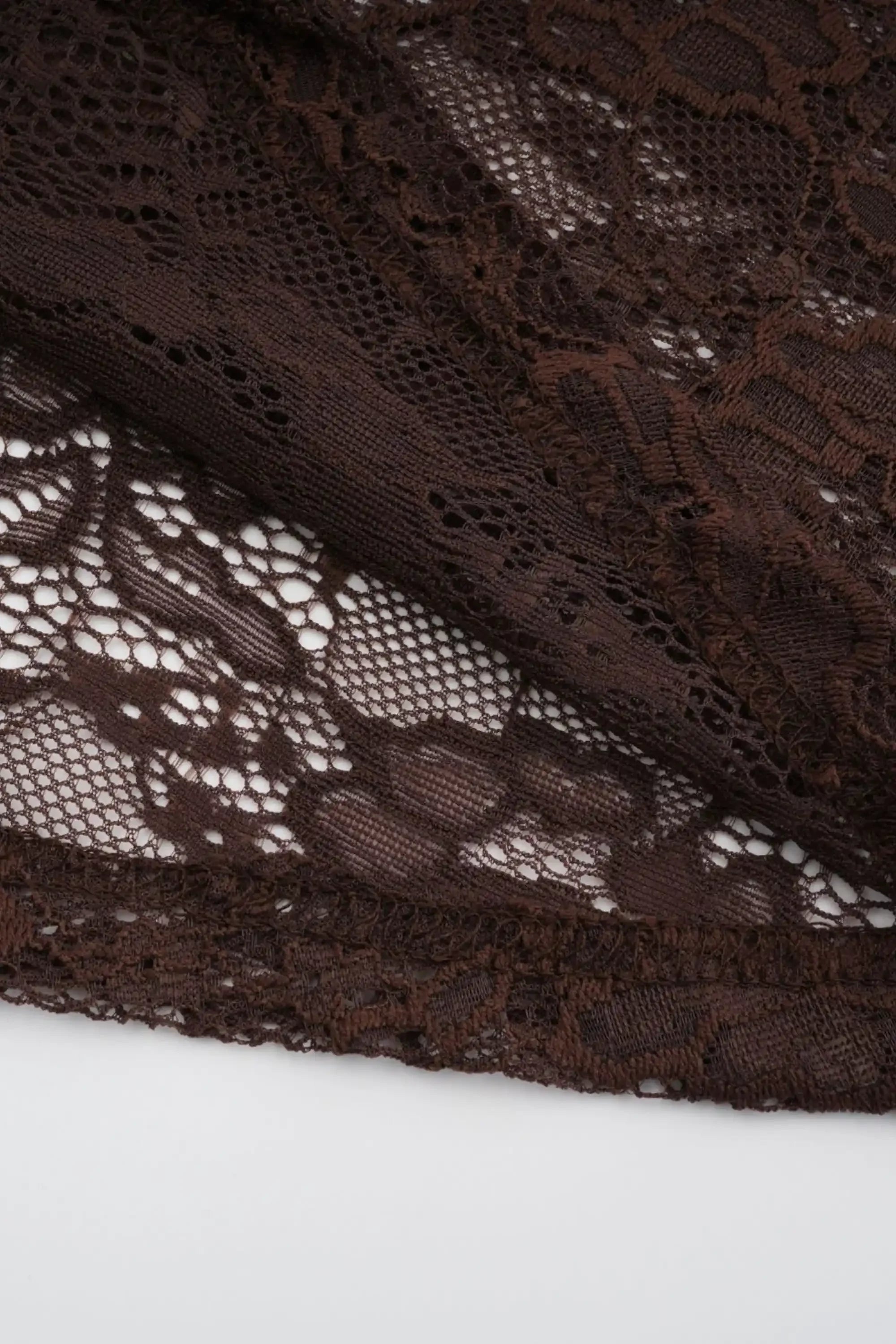 Brown Off The Shoulder Lace Long Sleeve Mermaid Dress Dress
