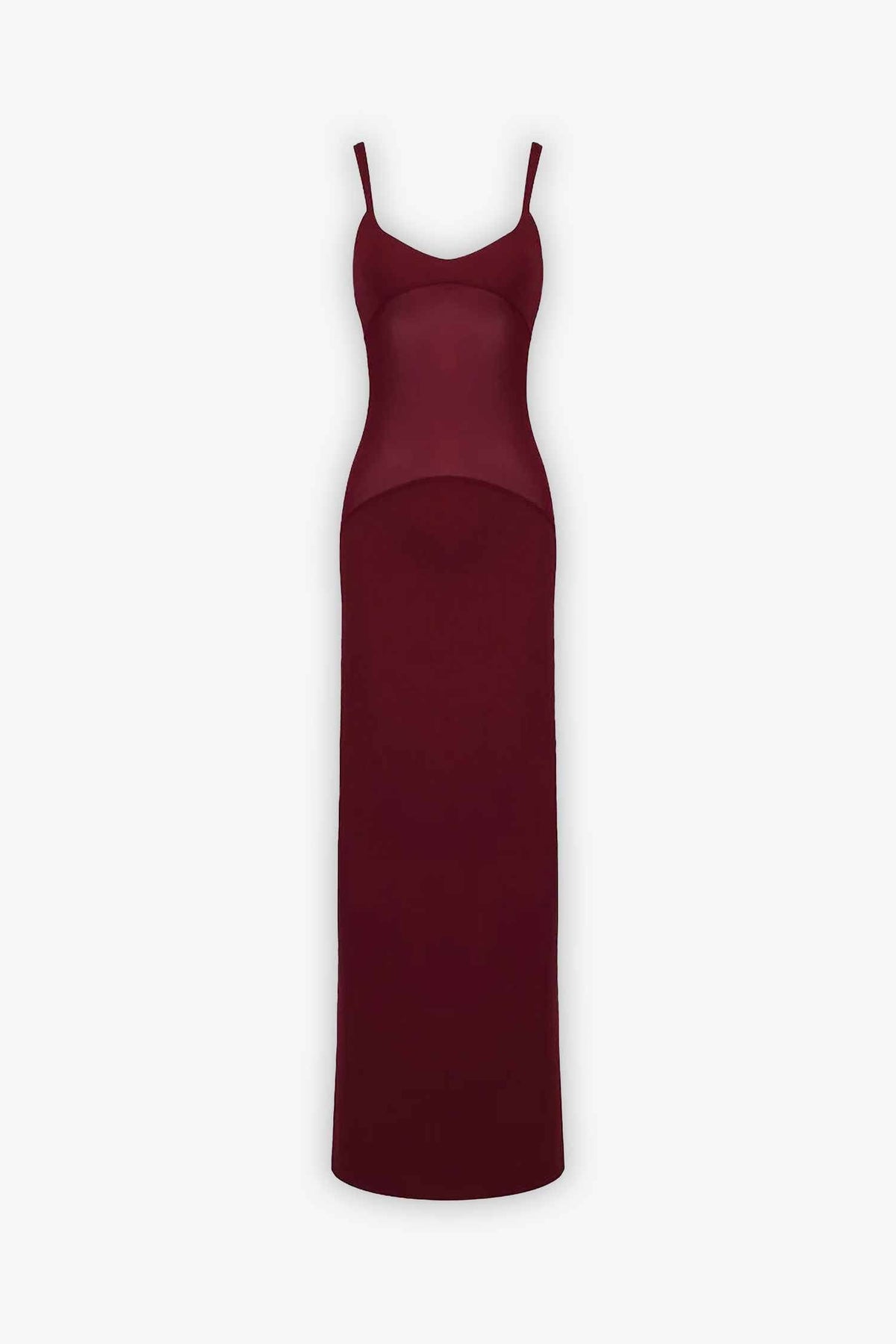 Burgundy Mesh Panel Sleeveless Maxi Dress Burgundy / 8 Burgundy Mesh Panel Sleeveless Maxi Dress Burgundy / 8