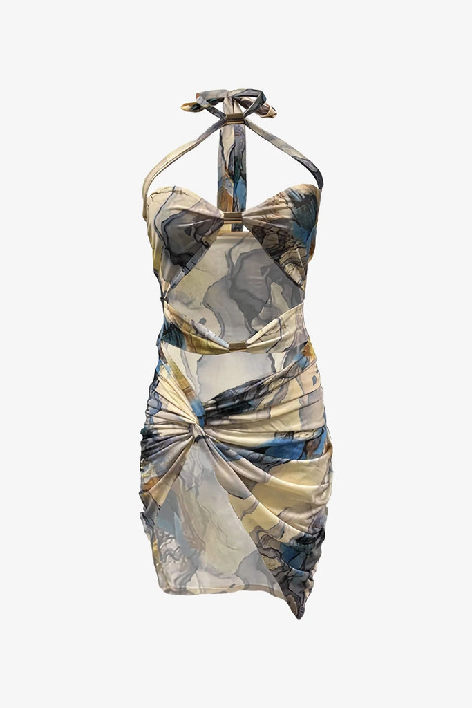 Cutout Halter Midi Dress With Side Slit – Selene Dress