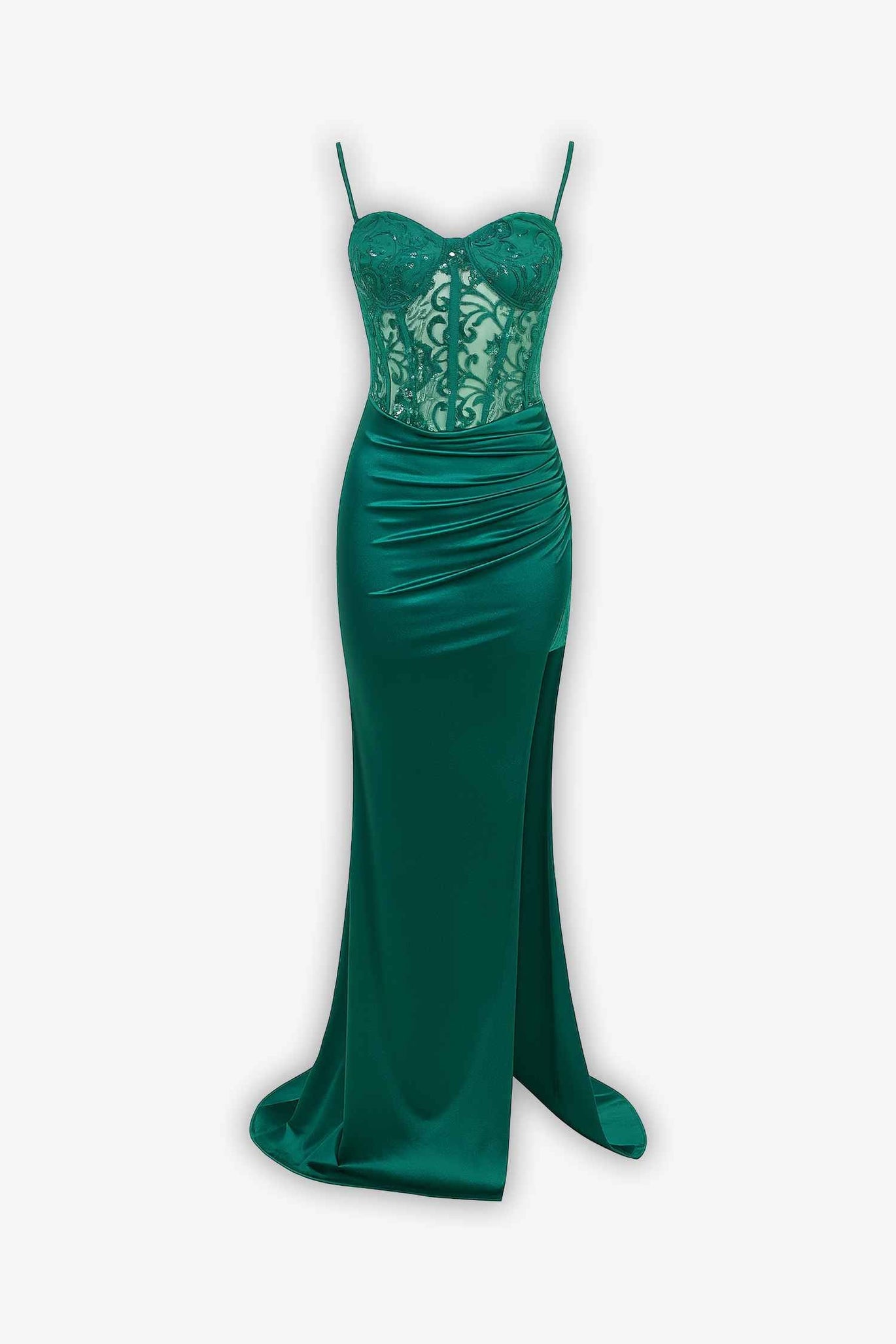 green emerald velvet dress Salma Soft Matte Satin Midaxi Dress Olive | Wedding Guest Dress main image 1
