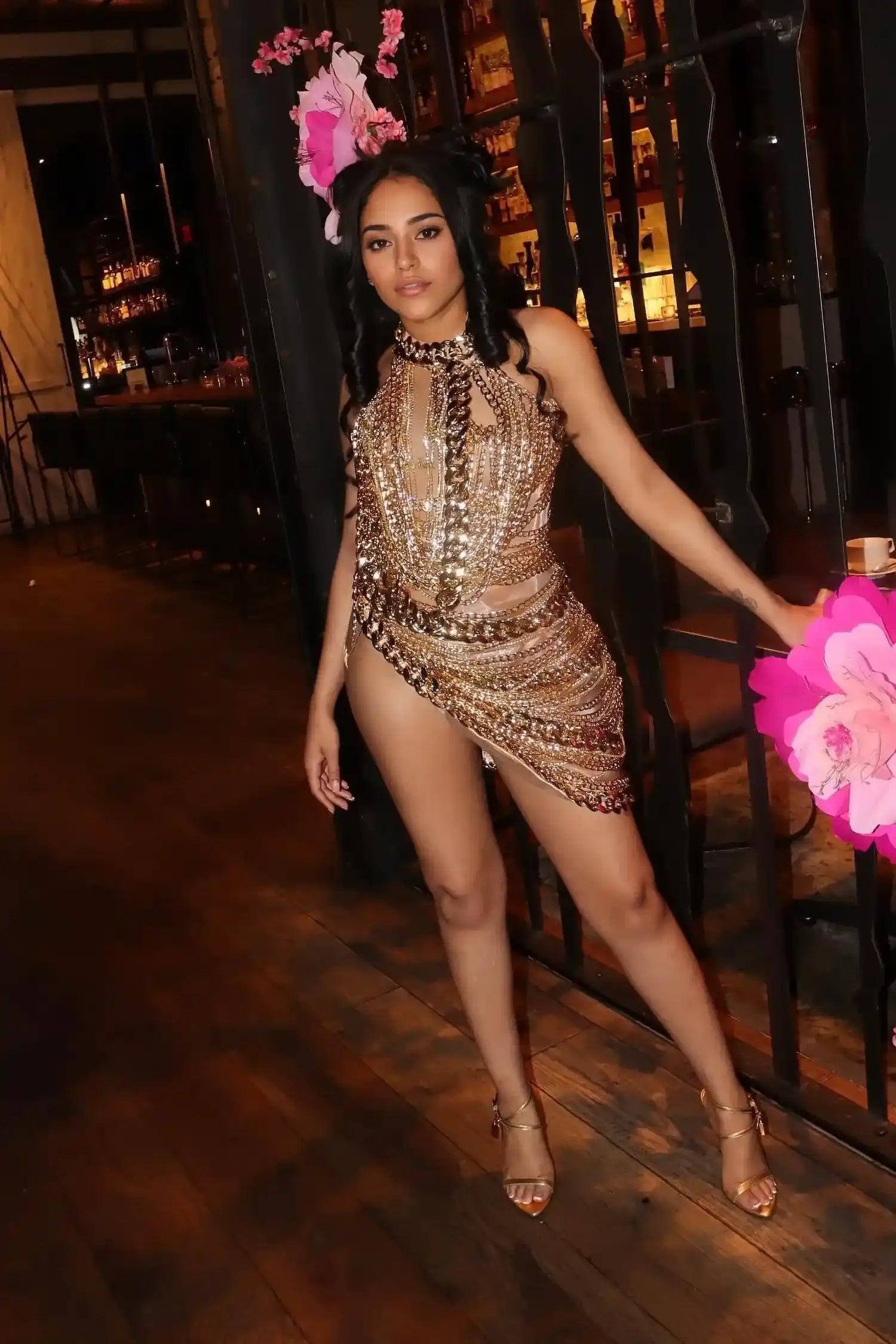 Gold Chain Halter Mini Dress Selene Dress Gold Chain Halter Mini Dress Selene Dress
