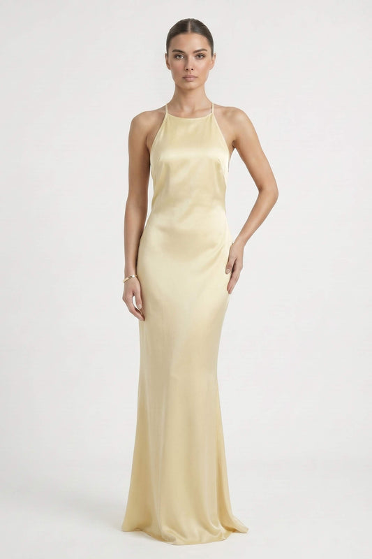 Gold Open Back Crystal Embellished Maxi Dress - Gold / S - Dress