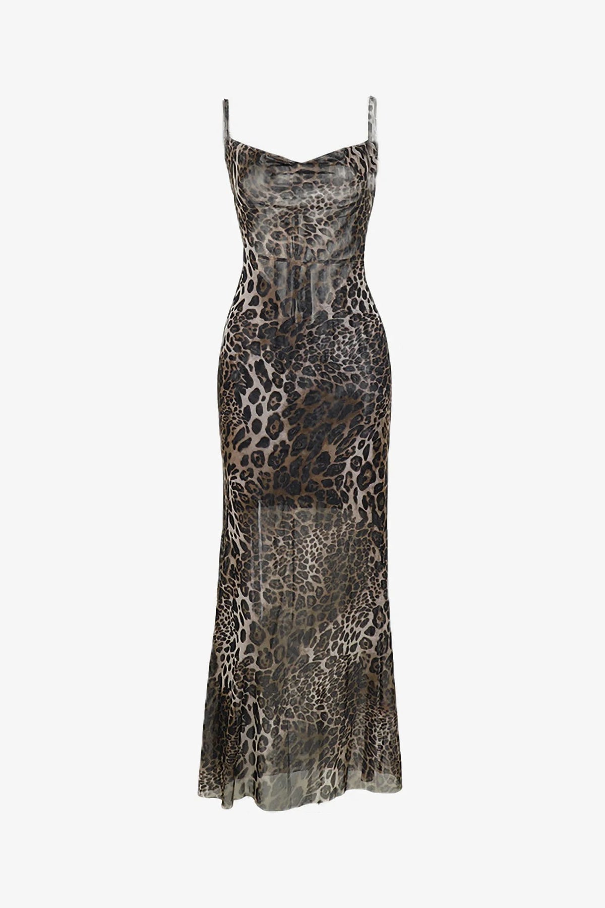 Leopard Cowl Neck Maxi Dress