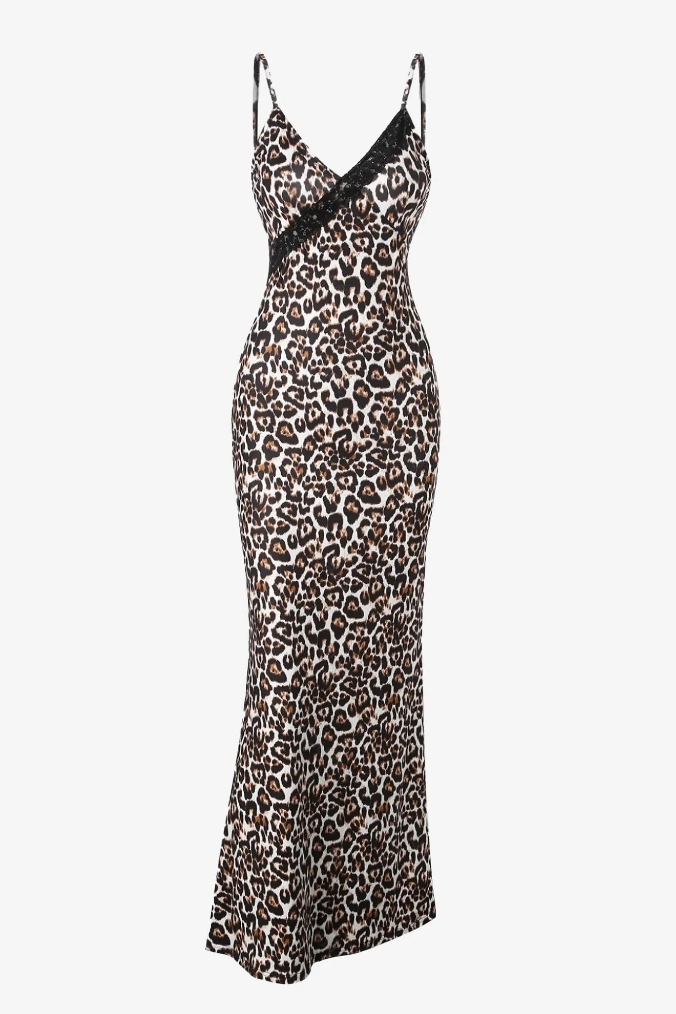chinese dress ladies Cora maxi tiered dress in black Spot Leopard print