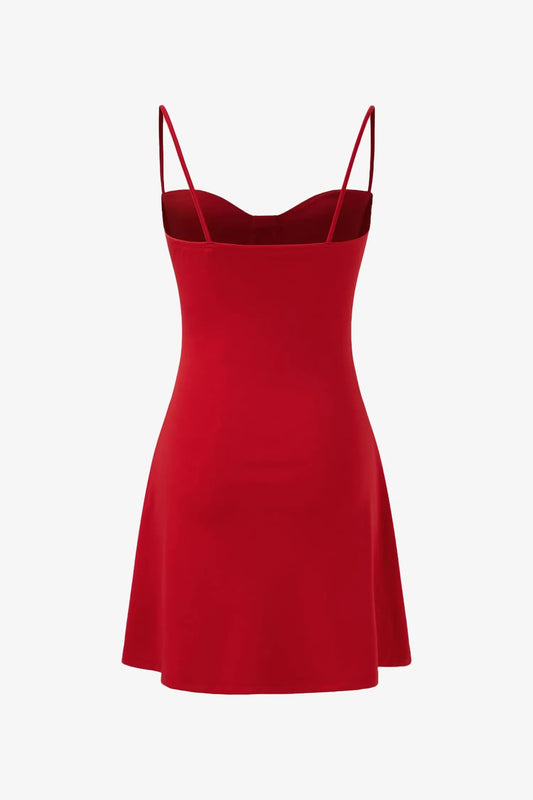 Red Spaghetti Strap A-Line Mini Dress