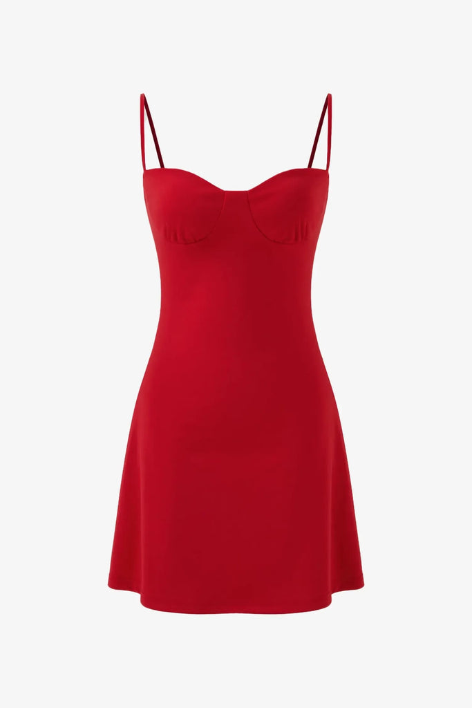 Red Spaghetti Strap A-line Mini Dress Selene Dress Red Spaghetti Strap A-line Mini Dress Selene Dress