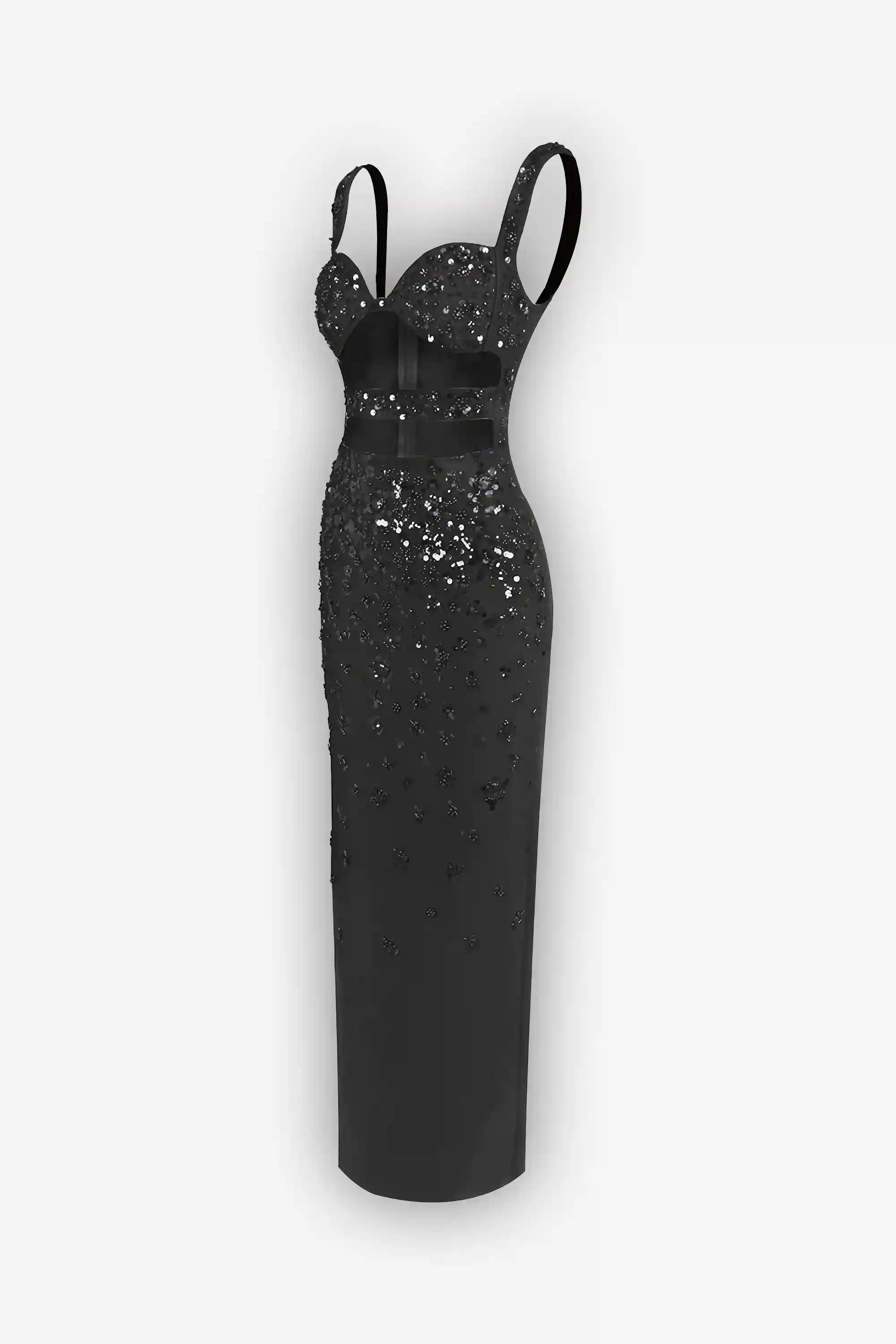 Black Sequin Cutout Maxi Dress Dress