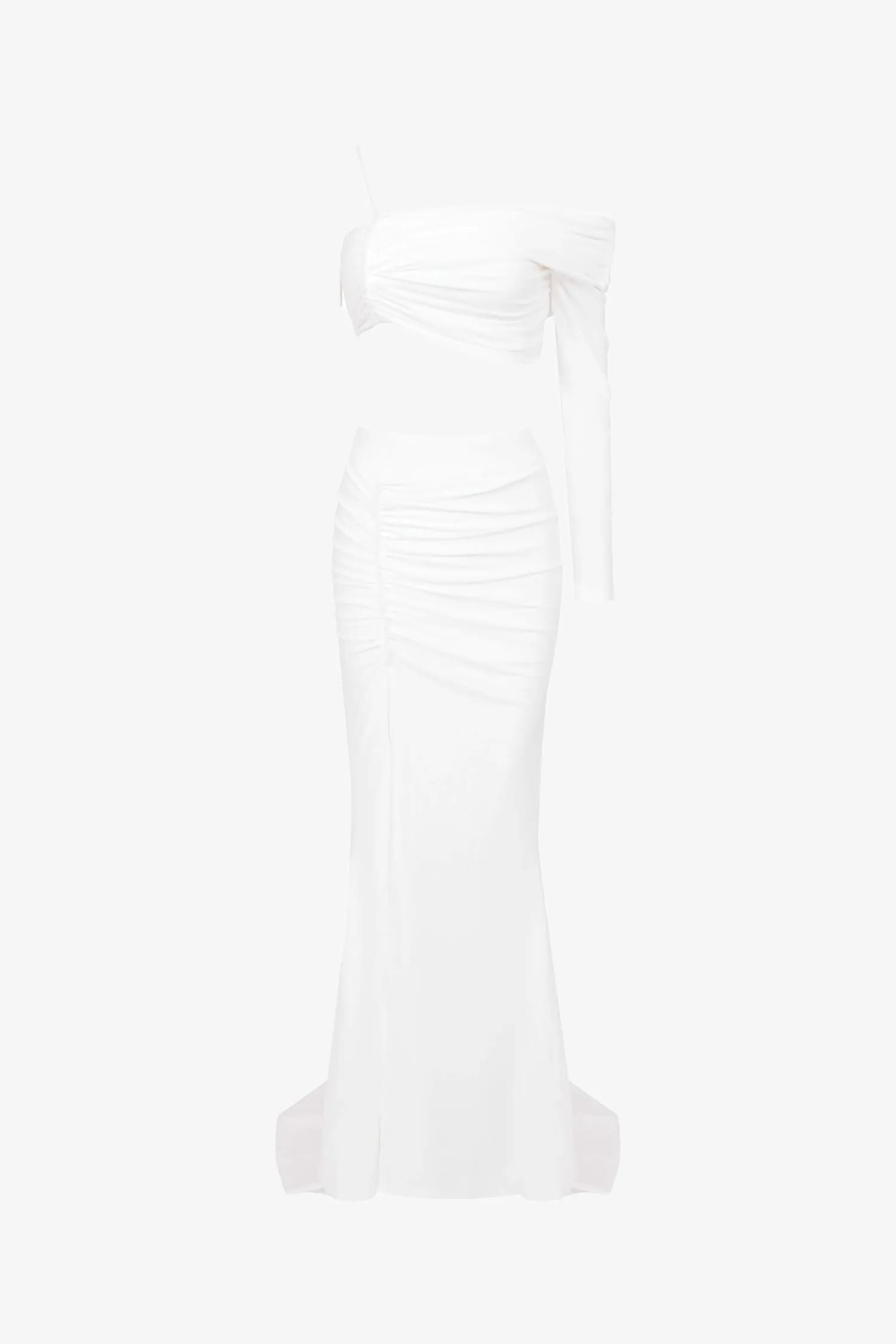 White Two-Piece Mermaid Dress for Elegant Daytime Look